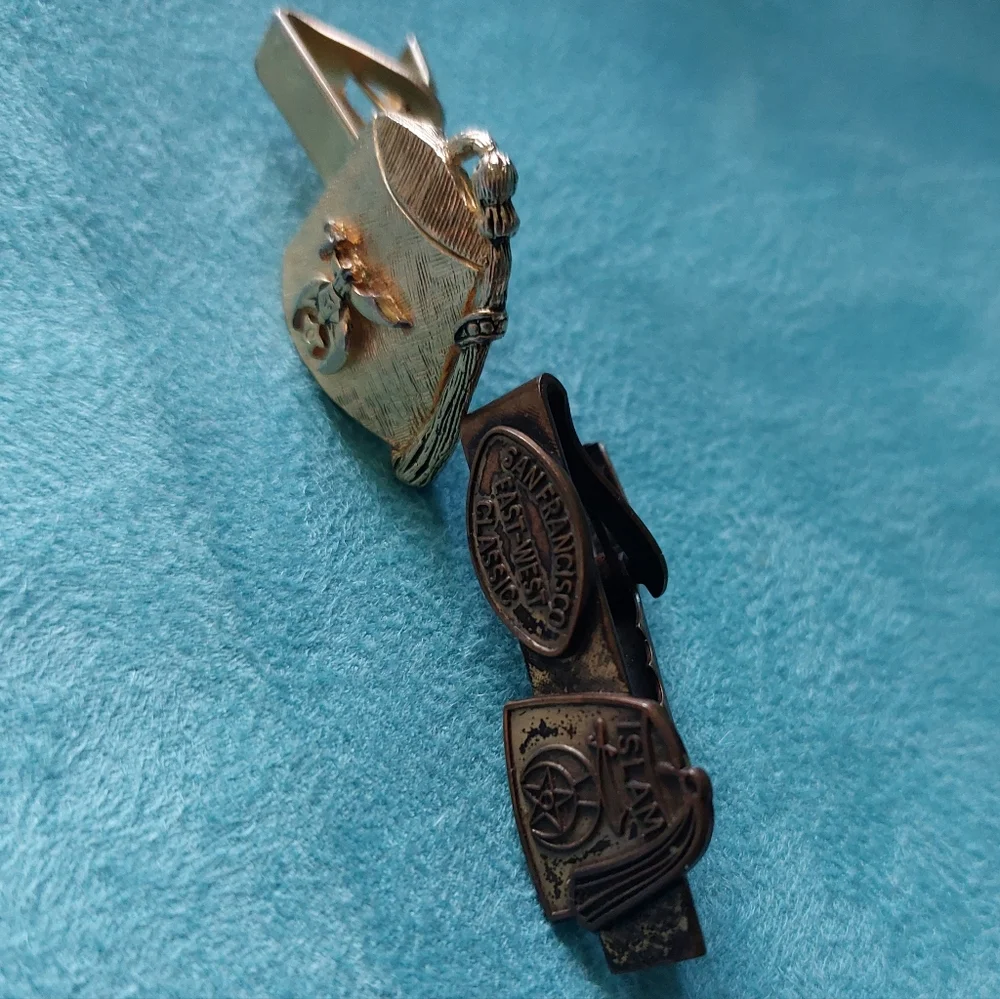 Vintage Masonic Shriners Vintage Tie Clips, Lot of Two Estate Jewelry
